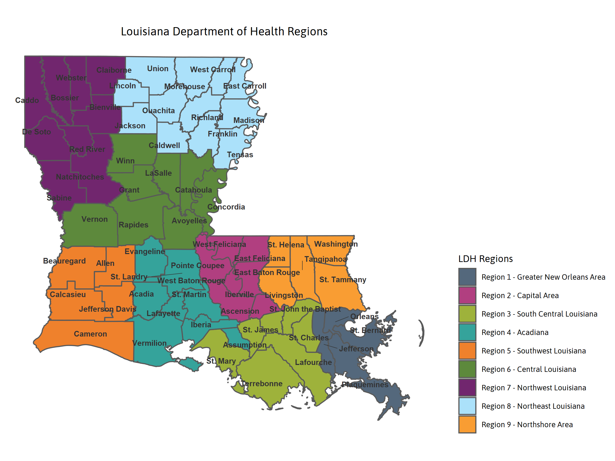 LDH Regions Map